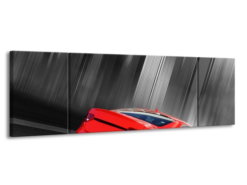 Glas schilderij Auto | Rood, Grijs | 170x50cm 3Luik