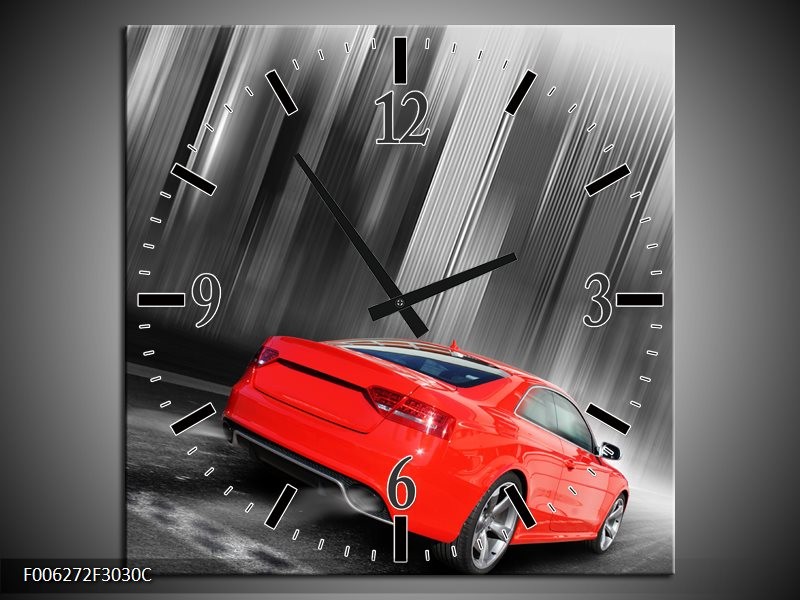 Klok schilderij Auto | Rood, Grijs | 30x30cm 1Luik