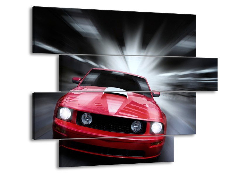 Glas schilderij Mustang | Rood, Grijs | 115x85cm 4Luik