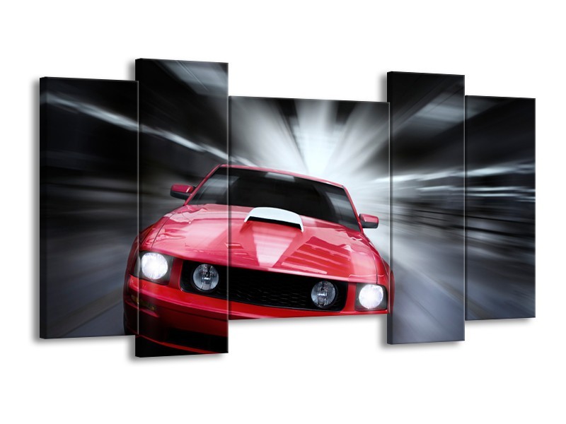 Glas schilderij Mustang | Rood, Grijs | 120x65cm 5Luik