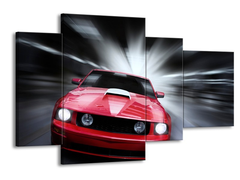 Glas schilderij Mustang | Rood, Grijs | 120x75cm 4Luik