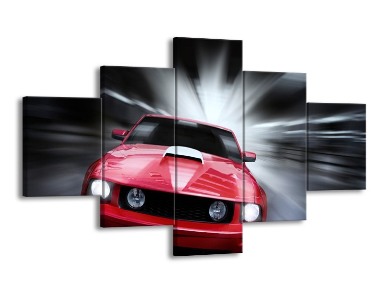 Glas schilderij Mustang | Rood, Grijs | 125x70cm 5Luik