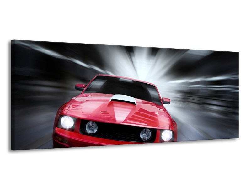Glas schilderij Mustang | Rood, Grijs | 145x58cm 1Luik