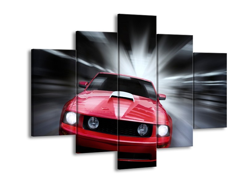 Glas schilderij Mustang | Rood, Grijs | 150x105cm 5Luik