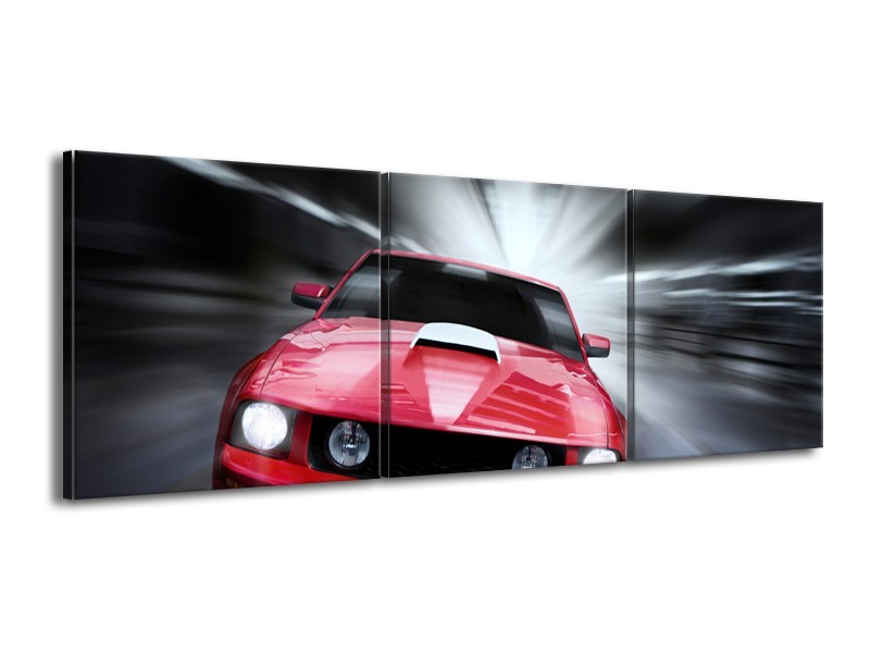 Canvas schilderij Mustang | Rood, Grijs | 150x50cm 3Luik