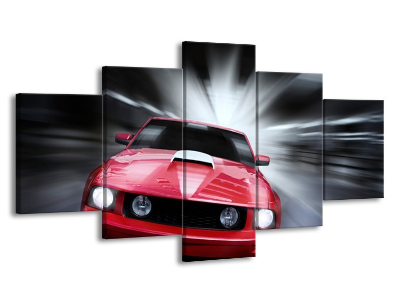 Glas schilderij Mustang | Rood, Grijs | 150x80cm 5Luik