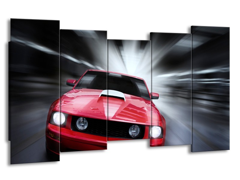 Glas schilderij Mustang | Rood, Grijs | 150x80cm 5Luik