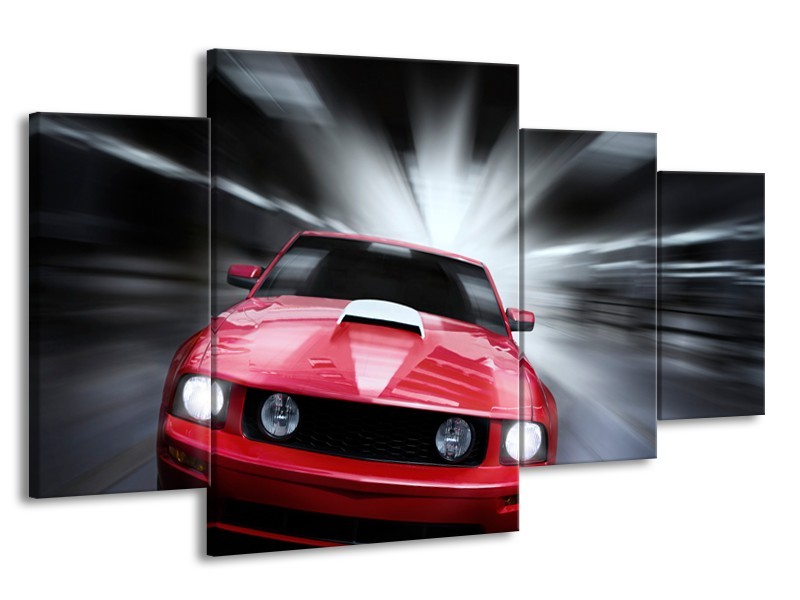 Glas schilderij Mustang | Rood, Grijs | 160x90cm 4Luik