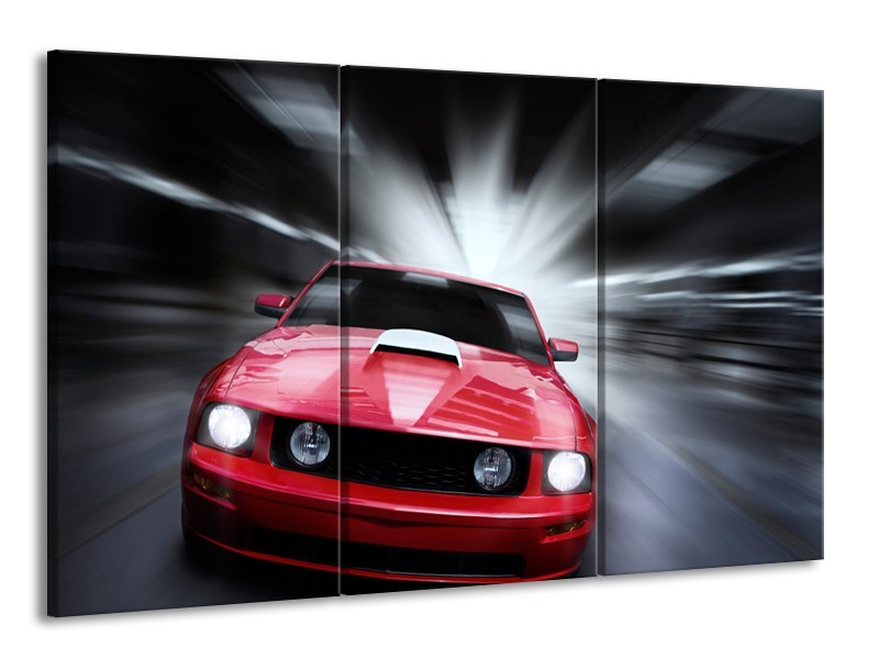 Glas schilderij Mustang | Rood, Grijs | 165x100cm 3Luik