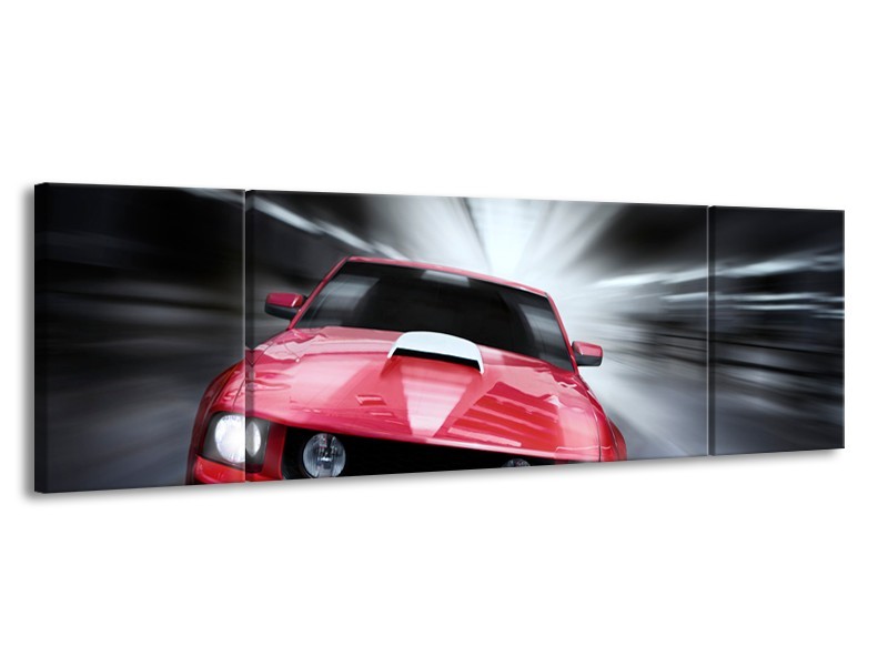 Glas schilderij Mustang | Rood, Grijs | 170x50cm 3Luik