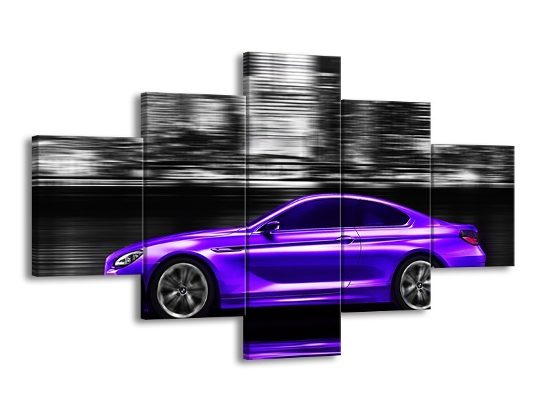Glas schilderij Auto | Paars, Grijs, Zwart | 125x70cm 5Luik