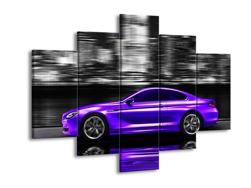 Glas schilderij Auto | Paars, Grijs, Zwart | 150x105cm 5Luik
