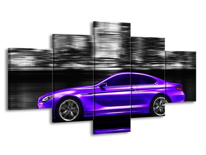 Glas schilderij Auto | Paars, Grijs, Zwart | 150x80cm 5Luik
