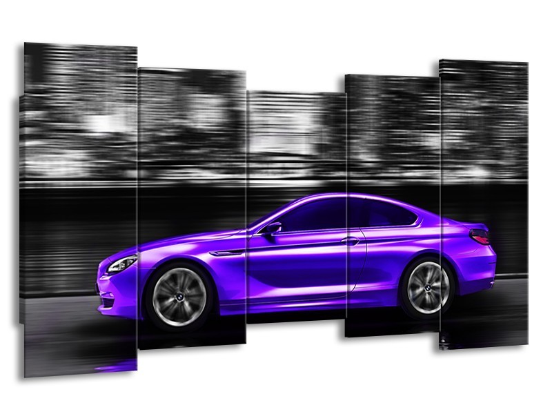 Glas schilderij Auto | Paars, Grijs, Zwart | 150x80cm 5Luik