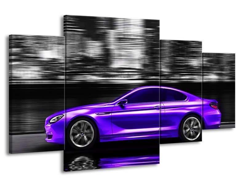 Glas schilderij Auto | Paars, Grijs, Zwart | 160x90cm 4Luik