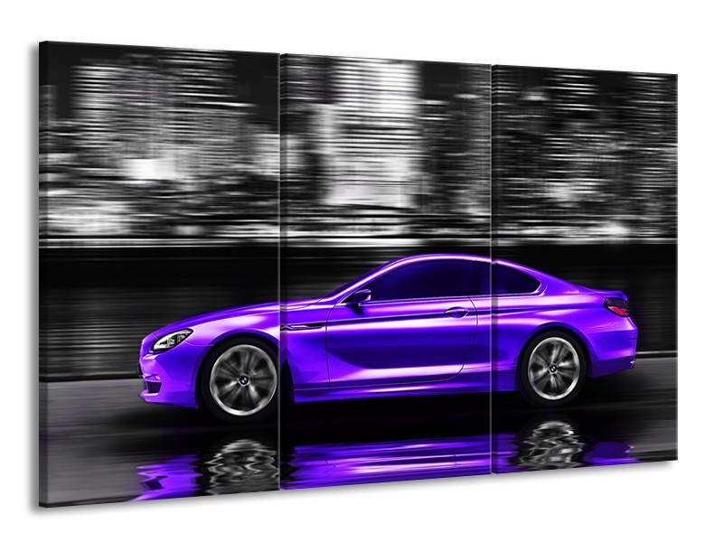 Glas schilderij Auto | Paars, Grijs, Zwart | 165x100cm 3Luik