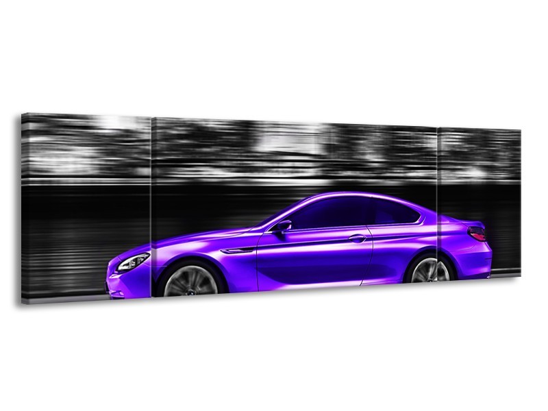 Glas schilderij Auto | Paars, Grijs, Zwart | 170x50cm 3Luik
