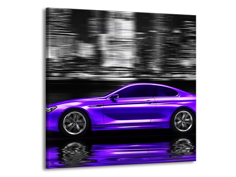 Glas schilderij Auto | Paars, Grijs, Zwart | 50x50cm 1Luik