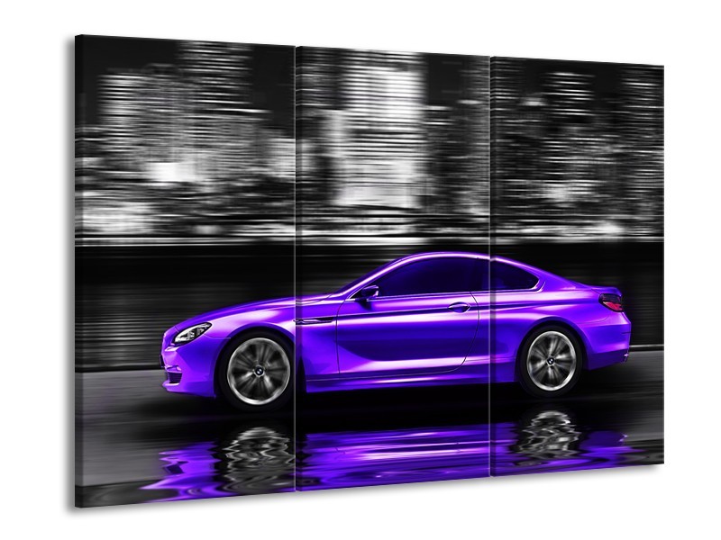 Glas schilderij Auto | Paars, Grijs, Zwart | 90x60cm 3Luik