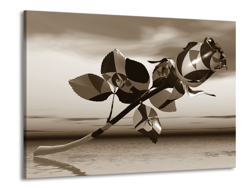 Glasschilderij Bloem, Roos | Sepia | 100x70cm 1Luik