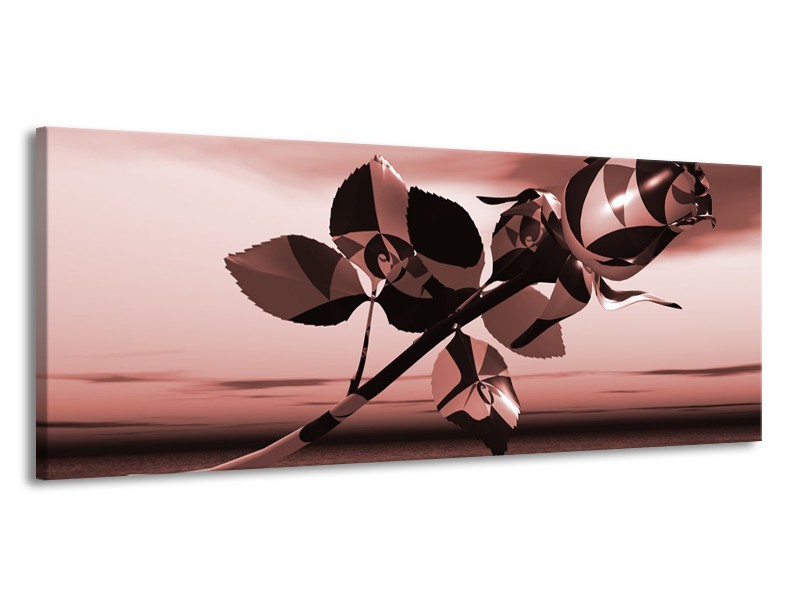 Glasschilderij Bloem, Roos | Bruin, Rood | 145x58cm 1Luik