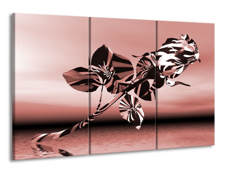 Glasschilderij Bloem, Roos | Bruin, Rood | 165x100cm 3Luik