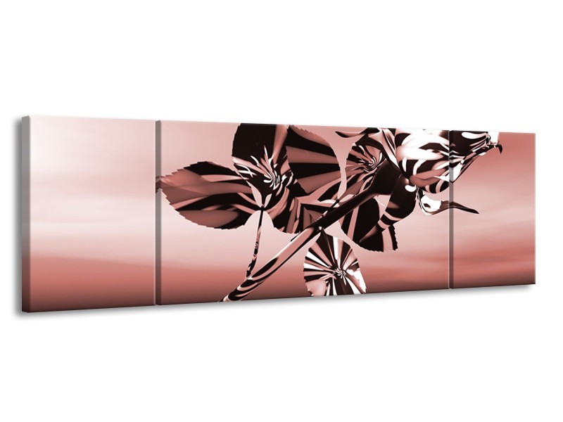 Glasschilderij Bloem, Roos | Bruin, Rood | 170x50cm 3Luik