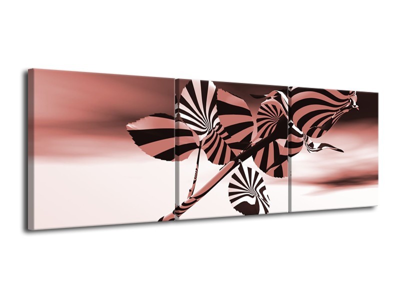 Glasschilderij Bloem, Roos | Bruin, Rood | 120x40cm 3Luik