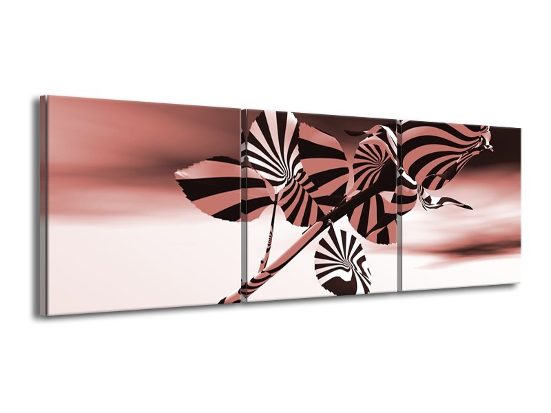 Glasschilderij Bloem, Roos | Bruin, Rood | 150x50cm 3Luik