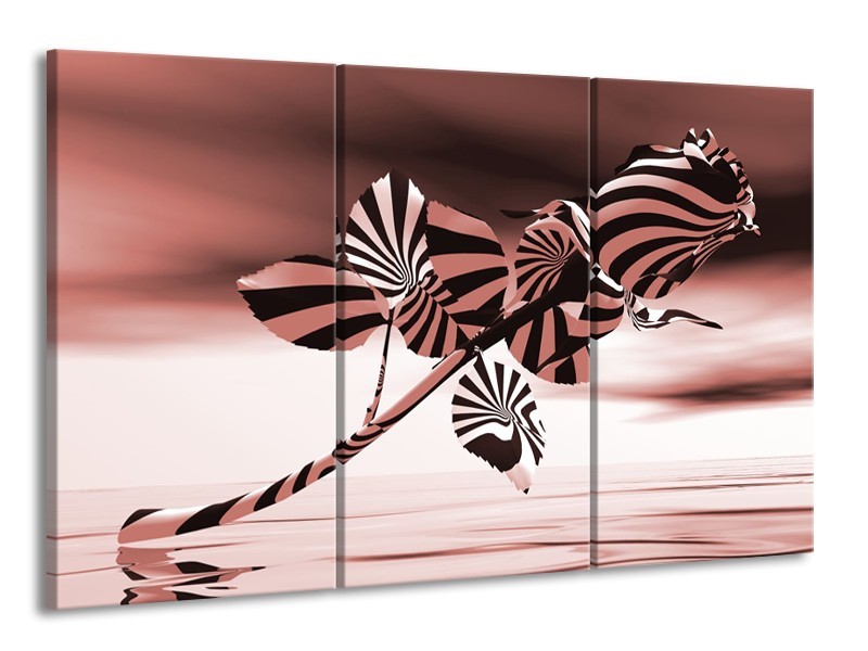 Glasschilderij Bloem, Roos | Bruin, Rood | 165x100cm 3Luik