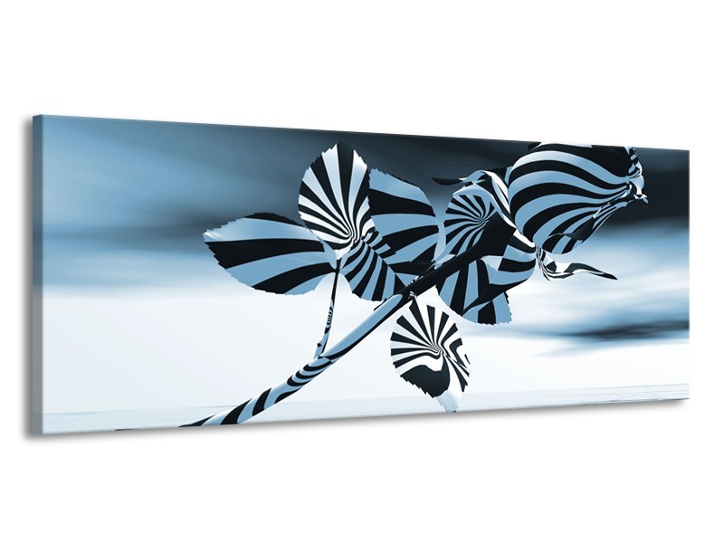 Glasschilderij Bloem, Roos | Blauw, Zilver | 145x58cm 1Luik