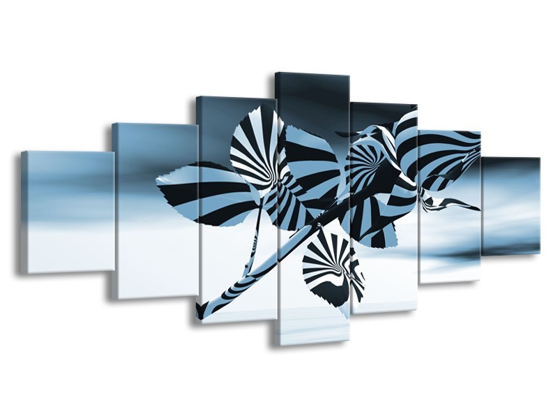 Glasschilderij Bloem, Roos | Blauw, Zilver | 210x100cm 7Luik