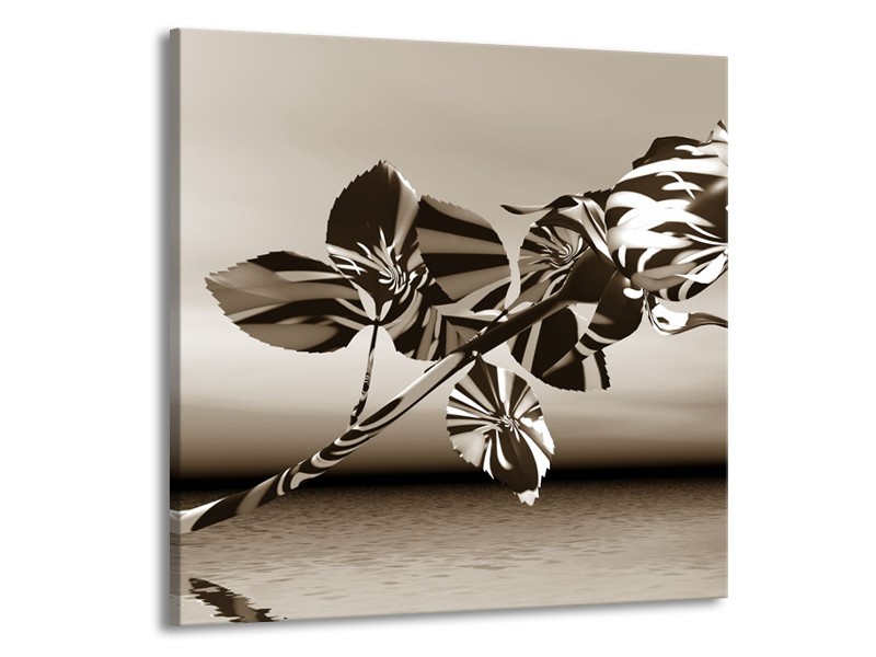 Glasschilderij Bloem, Roos | Sepia | 70x70cm 1Luik