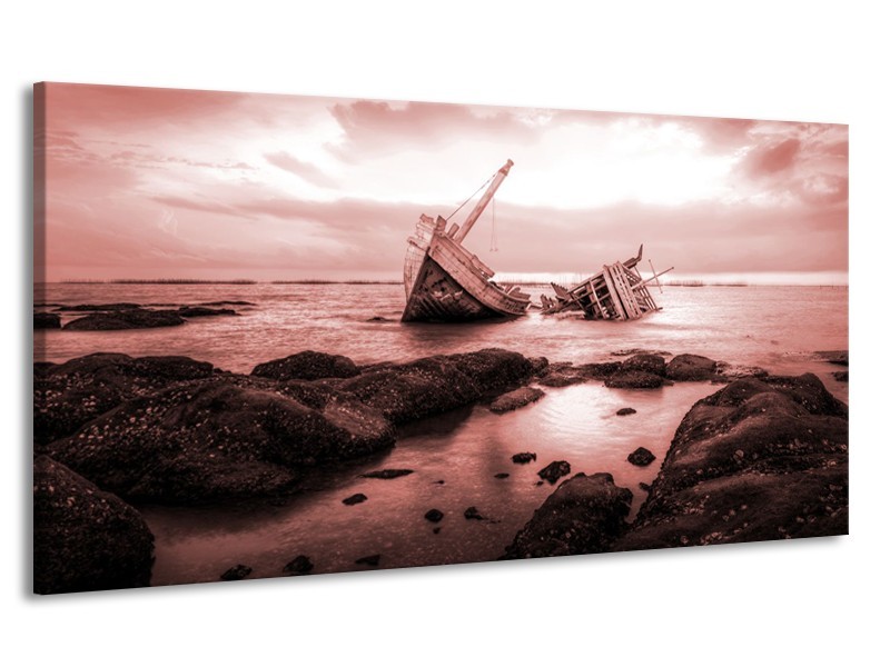 Canvas Schilderij Boot | Bruin, Rood | 170x90cm 1Luik