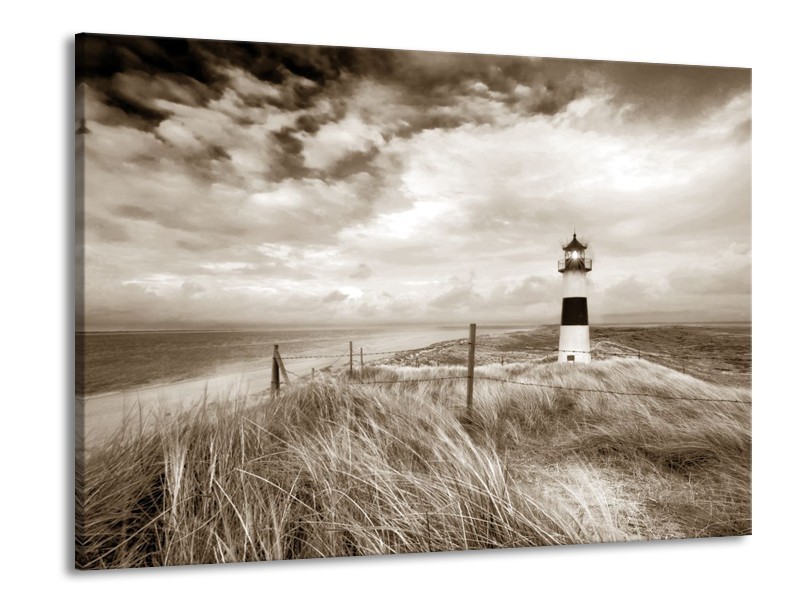 Glasschilderij Vuurtoren | Sepia | 100x70cm 1Luik