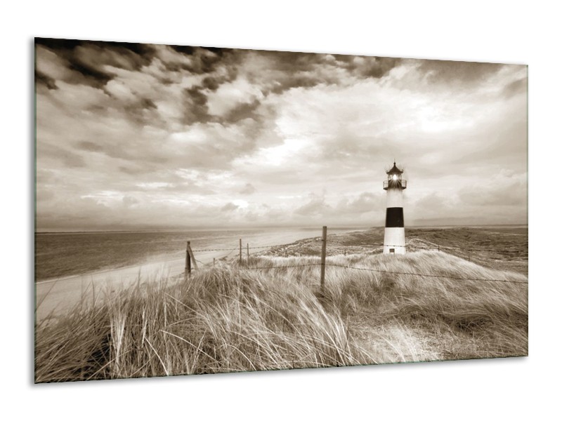 Glasschilderij Vuurtoren | Sepia | 120x70cm 1Luik