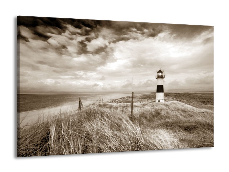 Glasschilderij Vuurtoren | Sepia | 140x90cm 1Luik