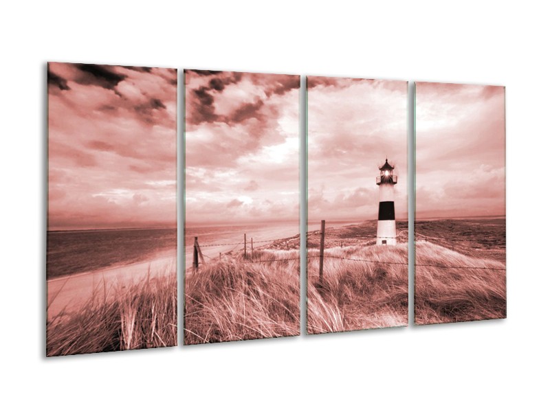 Glasschilderij Vuurtoren | Bruin, Rood | 160x80cm 4Luik