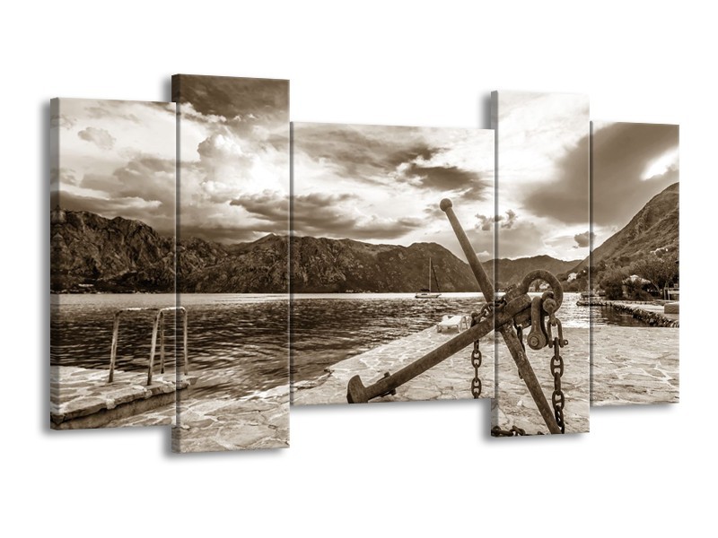 Glasschilderij Anker | Sepia | 120x65cm 5Luik