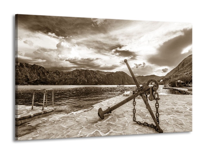 Glasschilderij Anker | Sepia | 140x90cm 1Luik