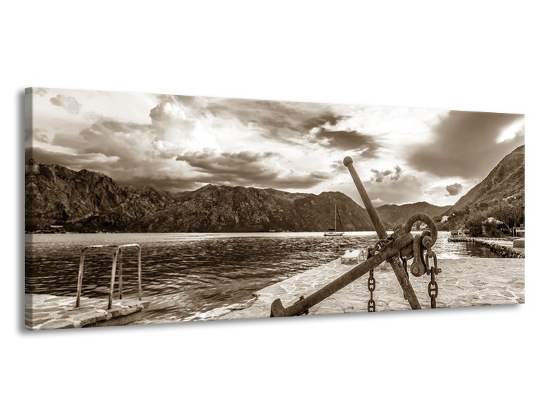 Glasschilderij Anker | Sepia | 145x58cm 1Luik