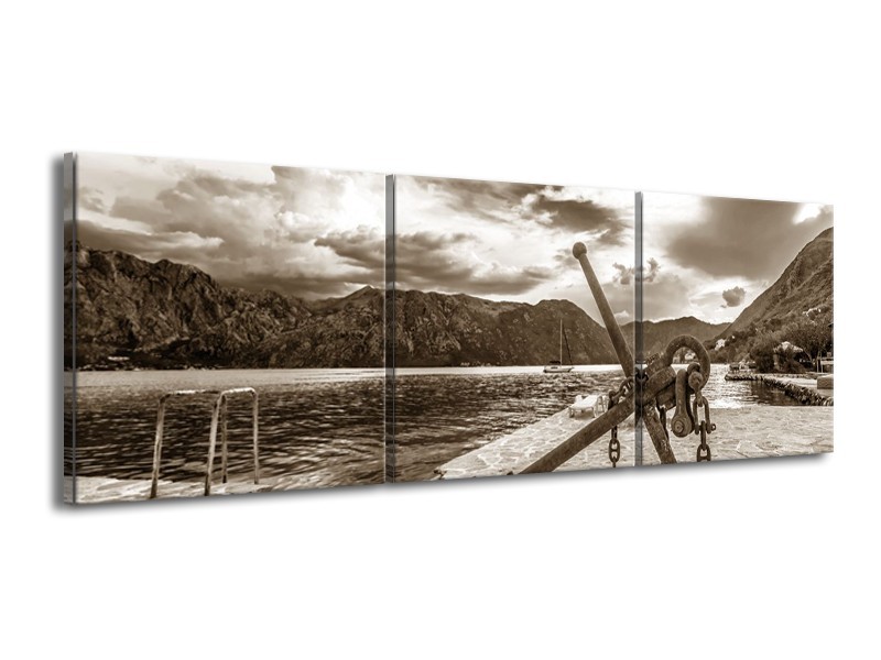 Glasschilderij Anker | Sepia | 150x50cm 3Luik