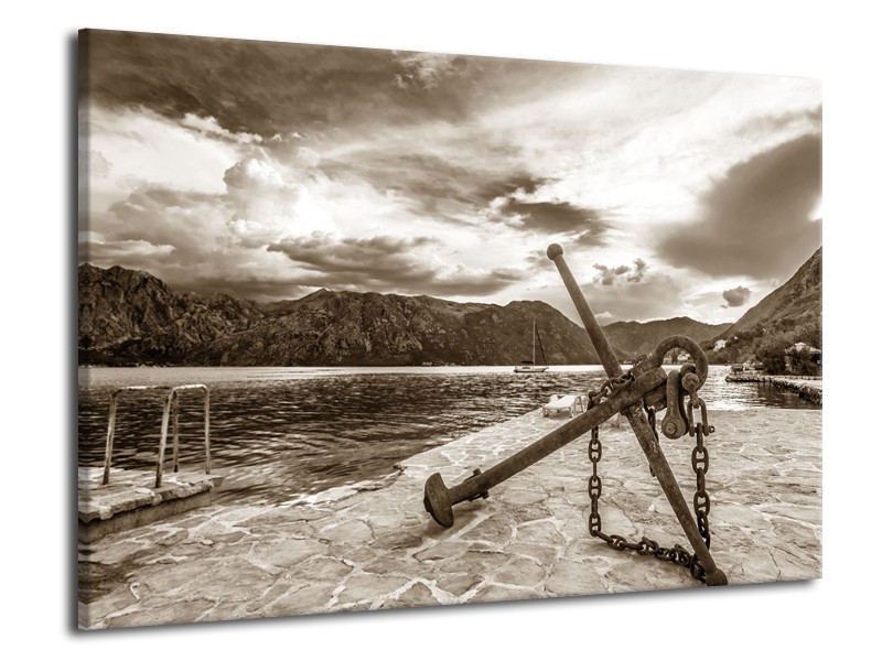 Glasschilderij Anker | Sepia | 70x50cm 1Luik