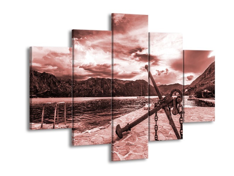 Canvas Schilderij Anker | Bruin, Rood | 150x105cm 5Luik