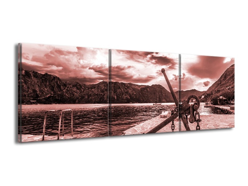 Glasschilderij Anker | Bruin, Rood | 150x50cm 3Luik