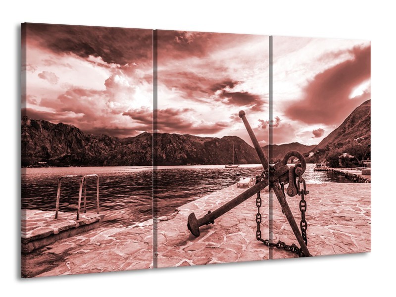 Glasschilderij Anker | Bruin, Rood | 165x100cm 3Luik