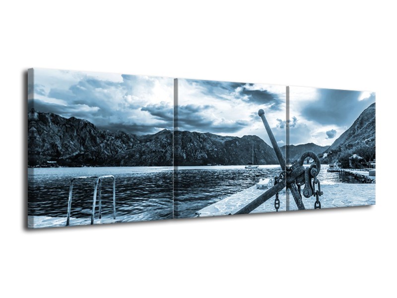 Glasschilderij Anker | Blauw, Grijs | 120x40cm 3Luik