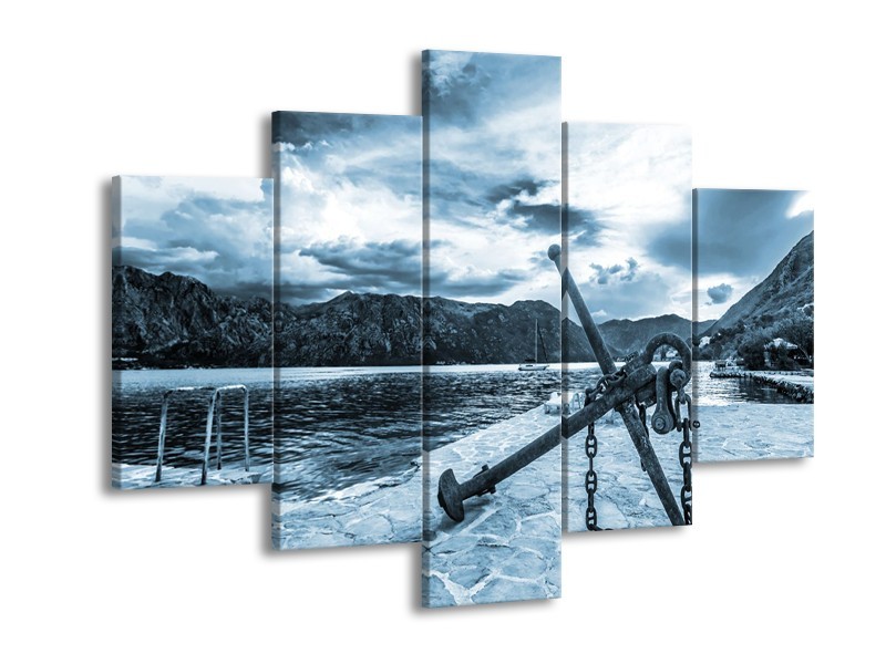 Glasschilderij Anker | Blauw, Grijs | 150x105cm 5Luik