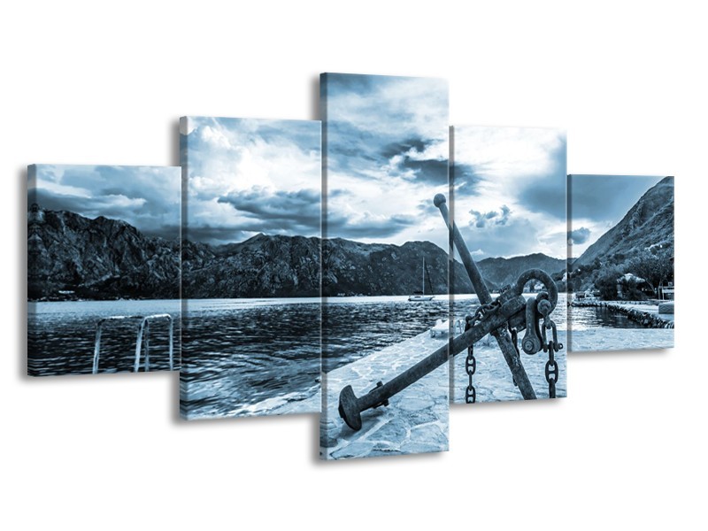 Glasschilderij Anker | Blauw, Grijs | 150x80cm 5Luik