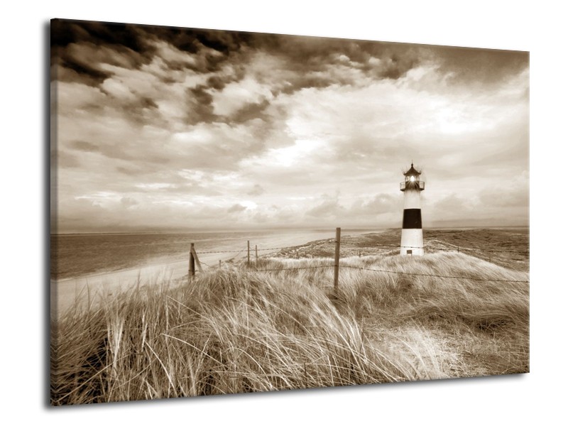 Glasschilderij Vuurtoren | Sepia | 70x50cm 1Luik